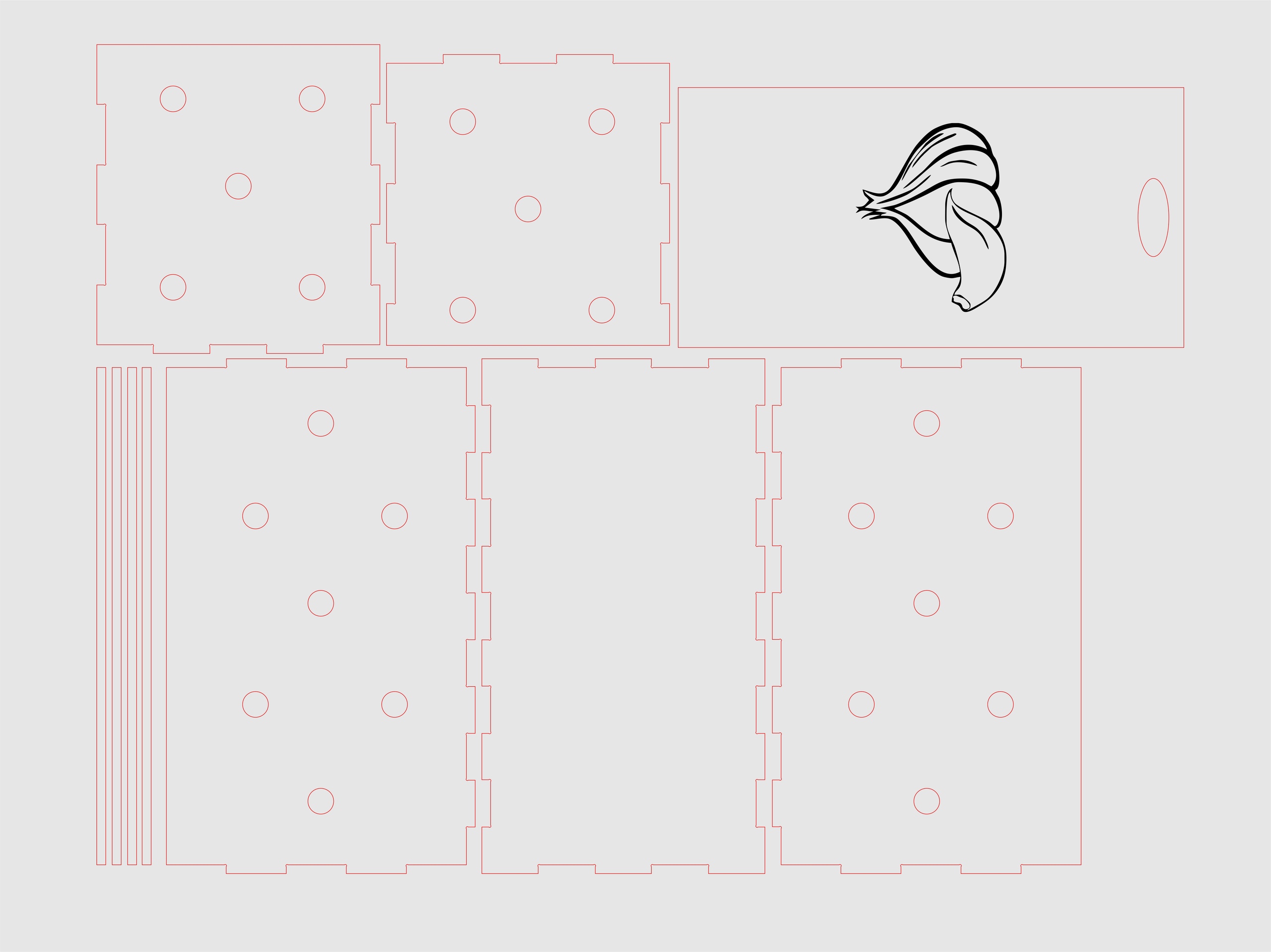 Layout of Sliding lid box, 3.5mm plywood - Dezin