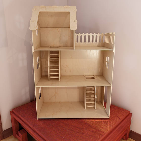 Model of a wooden dollhouse - Dezin