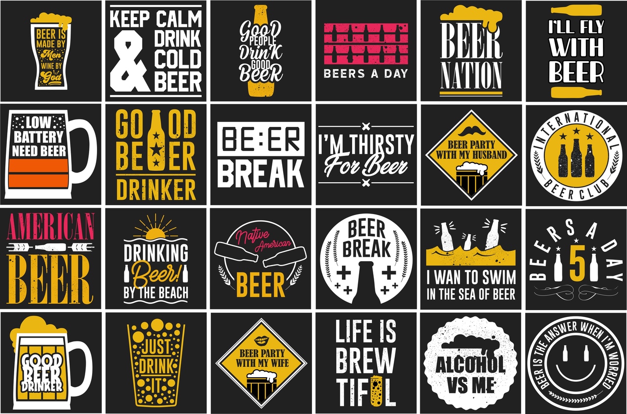 Beer Slogan Prints Vector File Free - Dezin