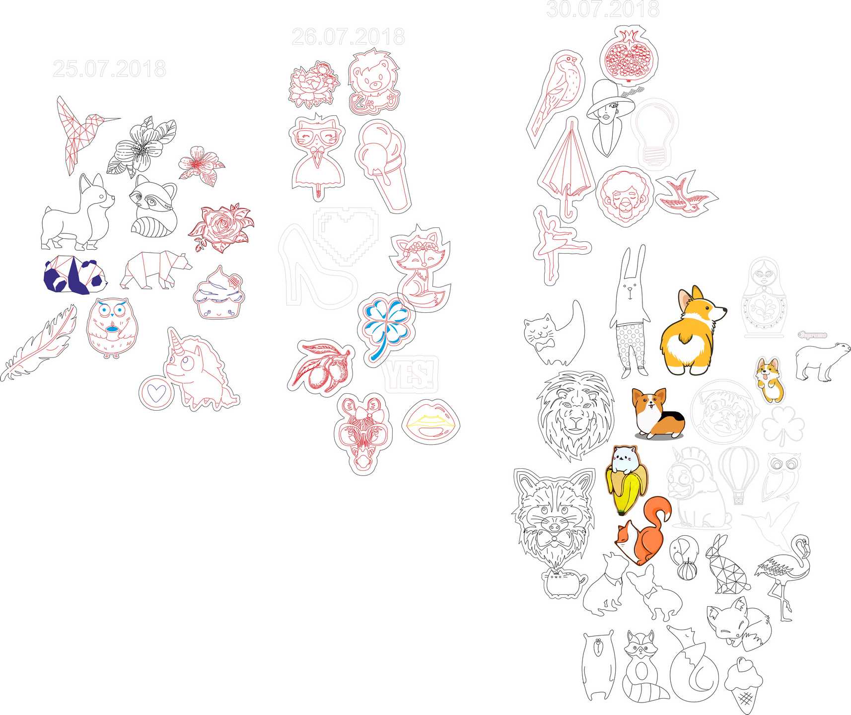 Brooch, badges, suspension Layout - Dezin