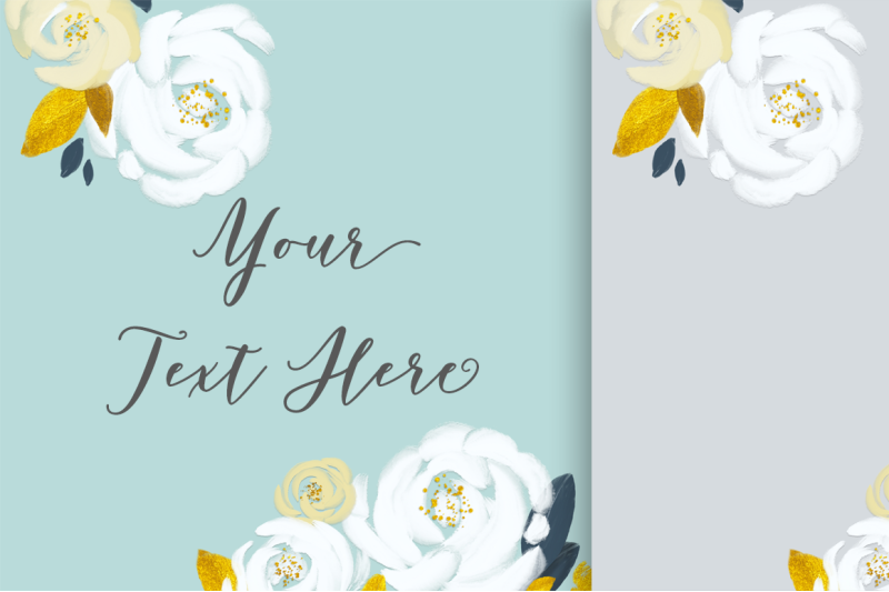 FREE Mint Gold Loose Floral Digital Paper-Pack - Dezin