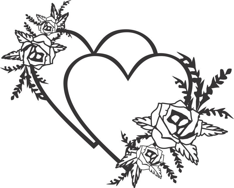 Laser Cut Engrave Two Hearts Valentines Day Decor Free CDR Vectors Art - Dezin