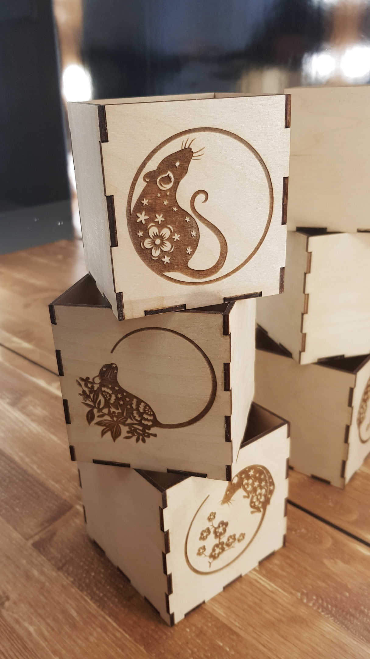 Laser Cut Engraved New Year Decorative Wooden Boxes Free CDR Vectors Art - Dezin