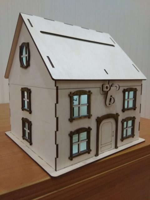 Laser Cut House Piggy Bank Free Vector - Dezin