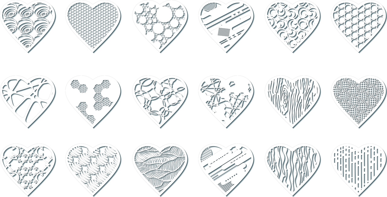Lasercut Heart Set Layout Vector File Free - Dezin