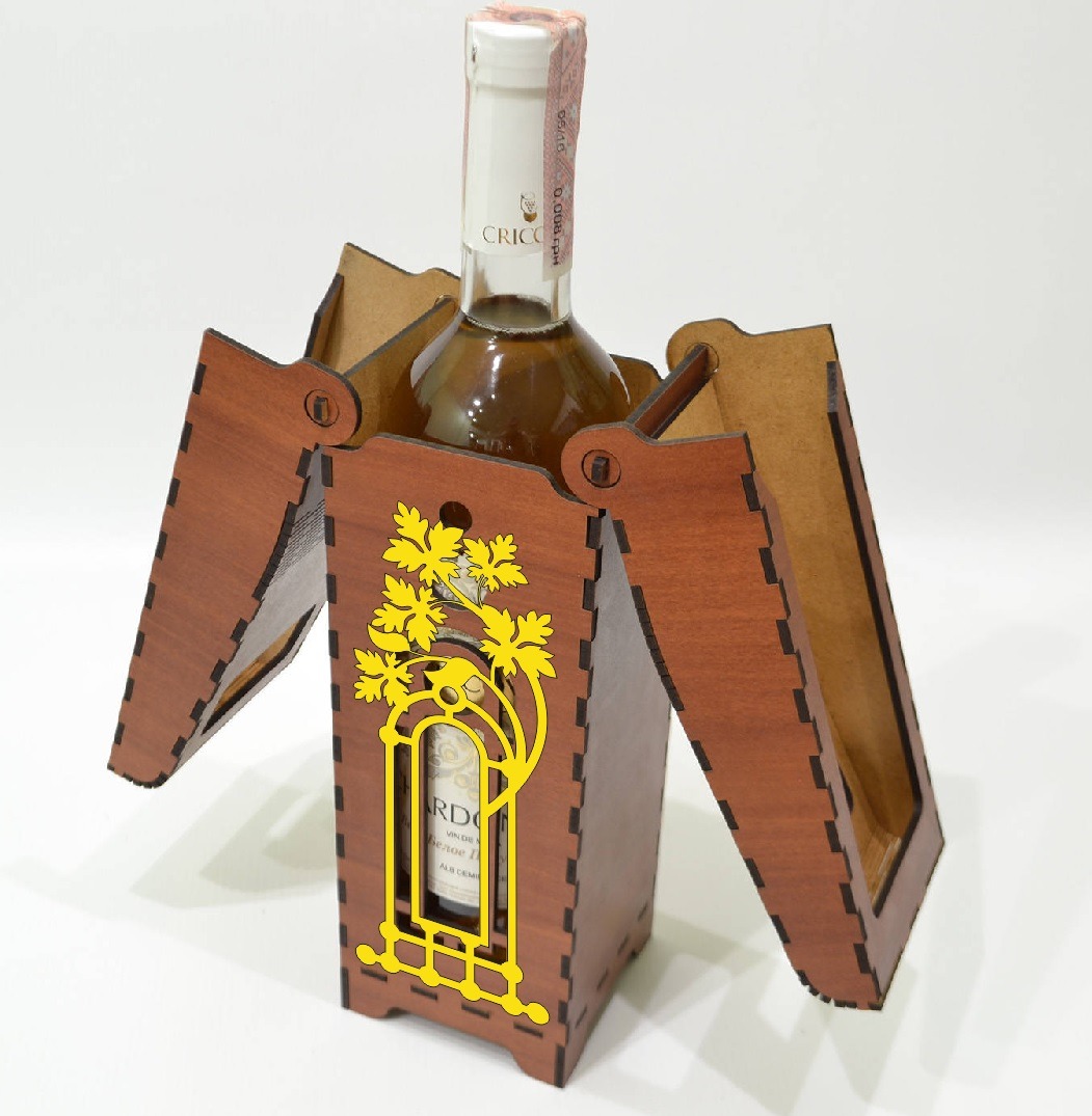 Lasercut Wine box Layout Vector File Free - Dezin