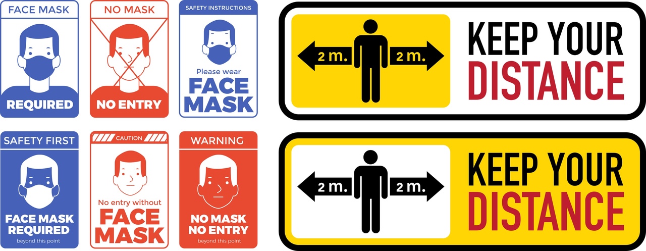 Mask Distance Sign Layout Vector File Free - Dezin