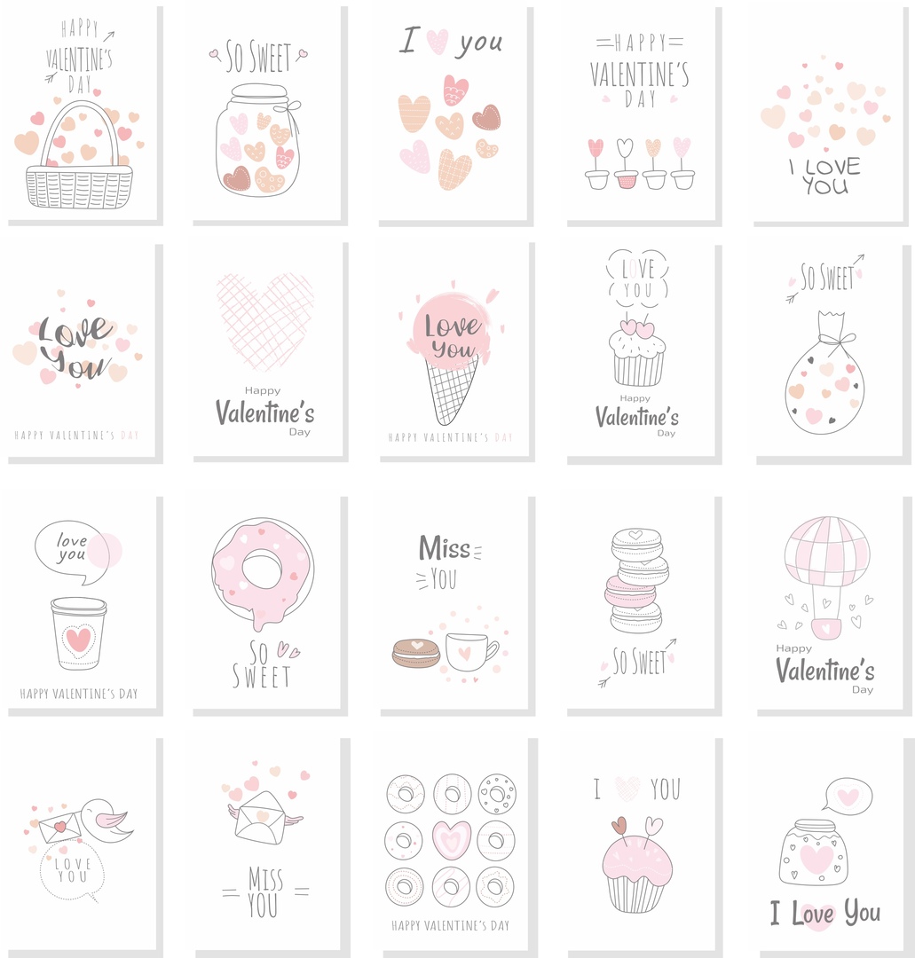 Valentine Card set Vector File Free - Dezin