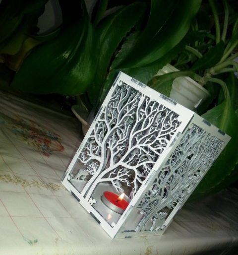 Wooden Tree Shadow Candle Lantern Laser Cut Template - Dezin