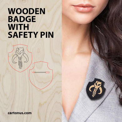 Wooden badge with safety pin Layout - Dezin