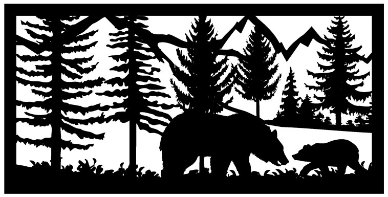 24 X 48 Bear Cub Mountains Plasma Art Free DXF File - Dezin