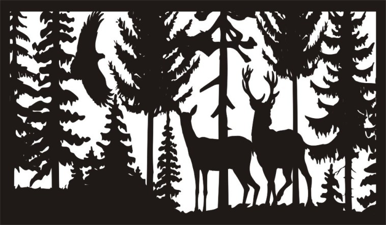 28 X 48 Eagle Doe Buck Deer Plasma Art Free DXF File - Dezin
