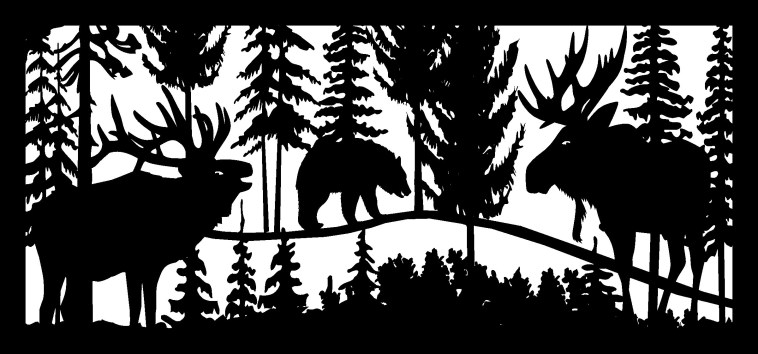 28 X 60 Elk Bear And Moose Plasma Art Free DXF File - Dezin