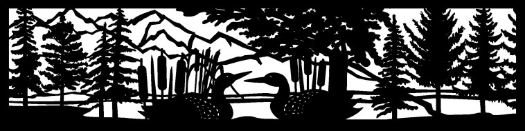 30 X 120 Loons Cattails Mountains Water Plasma Metal Art Free DXF File - Dezin