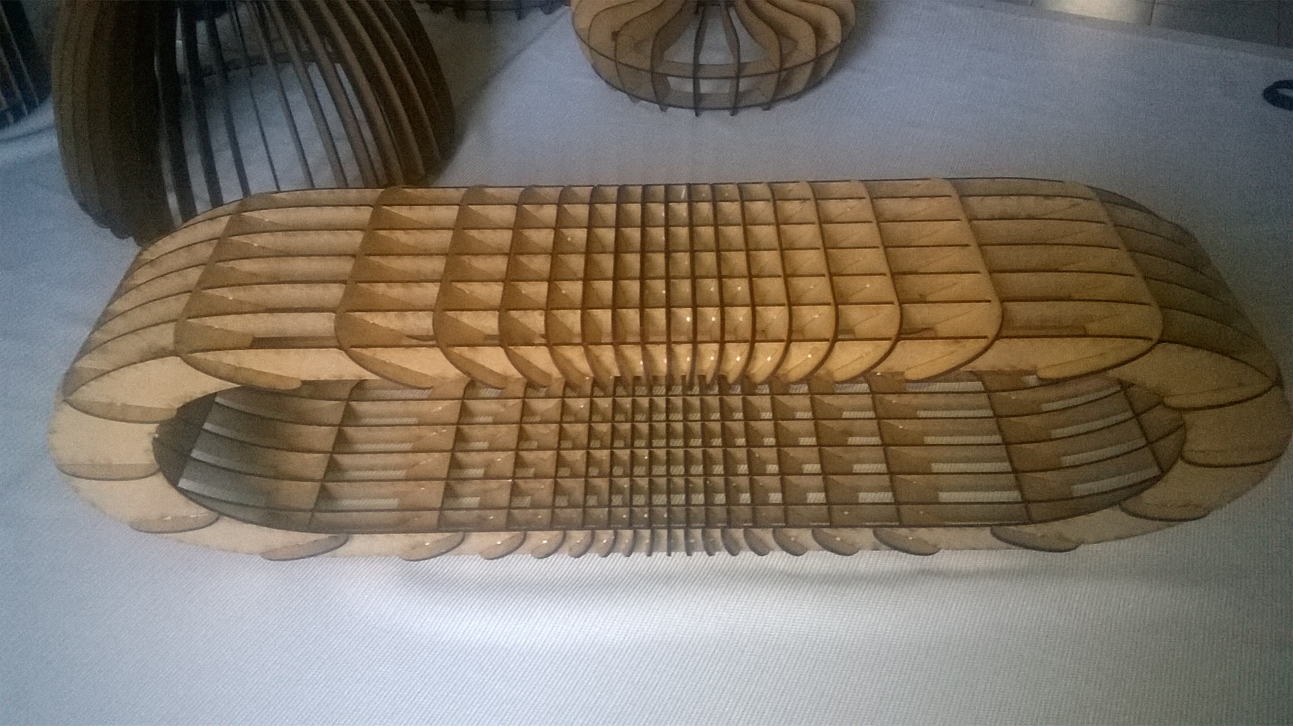 Laser Cut Elliptical lamp pendant 3 mm mdf 2x e27 800mm-200mm - Dezin