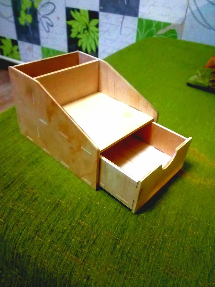 Laser Cut Mini Pencil Organizer With Drawer 4 Mm Free DXF File - Dezin