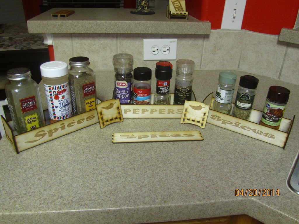 Laser Cut Spice Rack Tray With Engraving 18 Birch Plywood Free CDR Vectors Art - Dezin