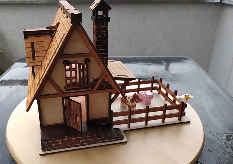 Model of a medieval house made of plywood. Drawings for laser cutting - Dezin