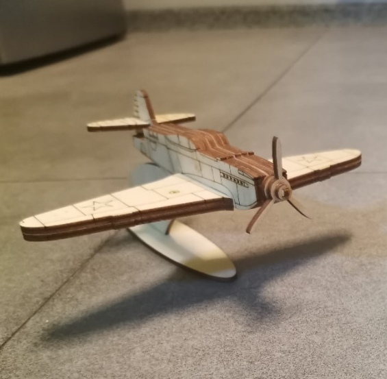 Model of a wooden Yak-9 fighter on a stand - Dezin