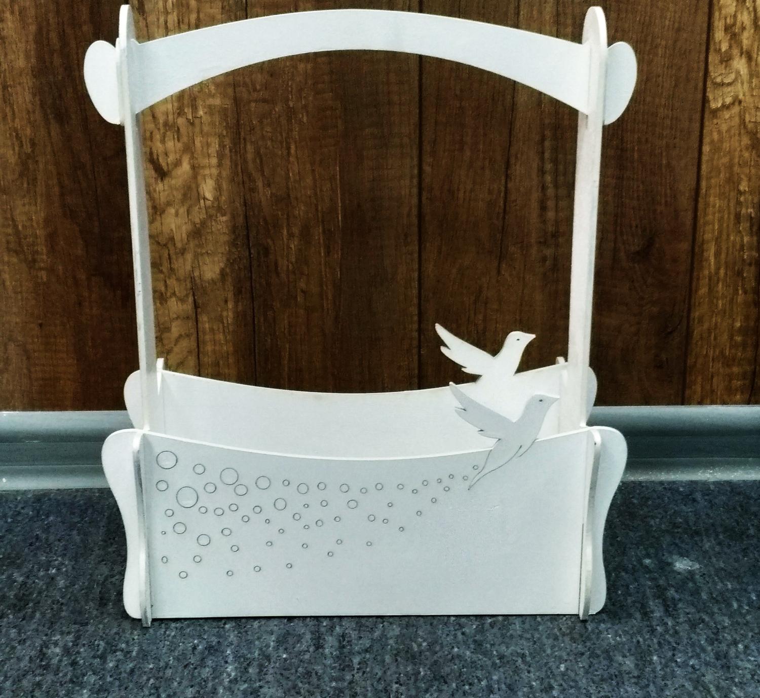 Wooden Basket With Hummingbird Decorative Gift Laser Cut Free CDR Vectors Art - Dezin