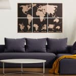 Engraved World Map On Cork Tiles CDR File - Dezin