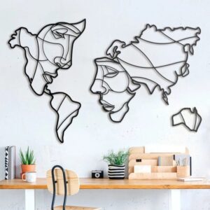 Faces Of The World Map Wall Art Free CDR Vectors Art