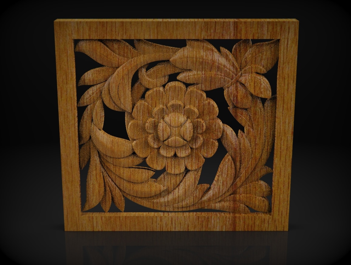 Floral Frame Decorative Overlays, 3D STL Models for CNC Router, Wood Carving Designs, Relief Woodworking - Dezin