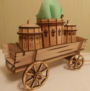 Laser Cut Cart Salt And Pepper Shaker Holder Stand With Napkin Holder Free CDR Vectors Art