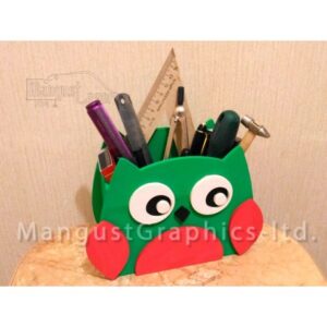 Laser Cut Owl Organizer Pen Holder Free CDR Vectors Art