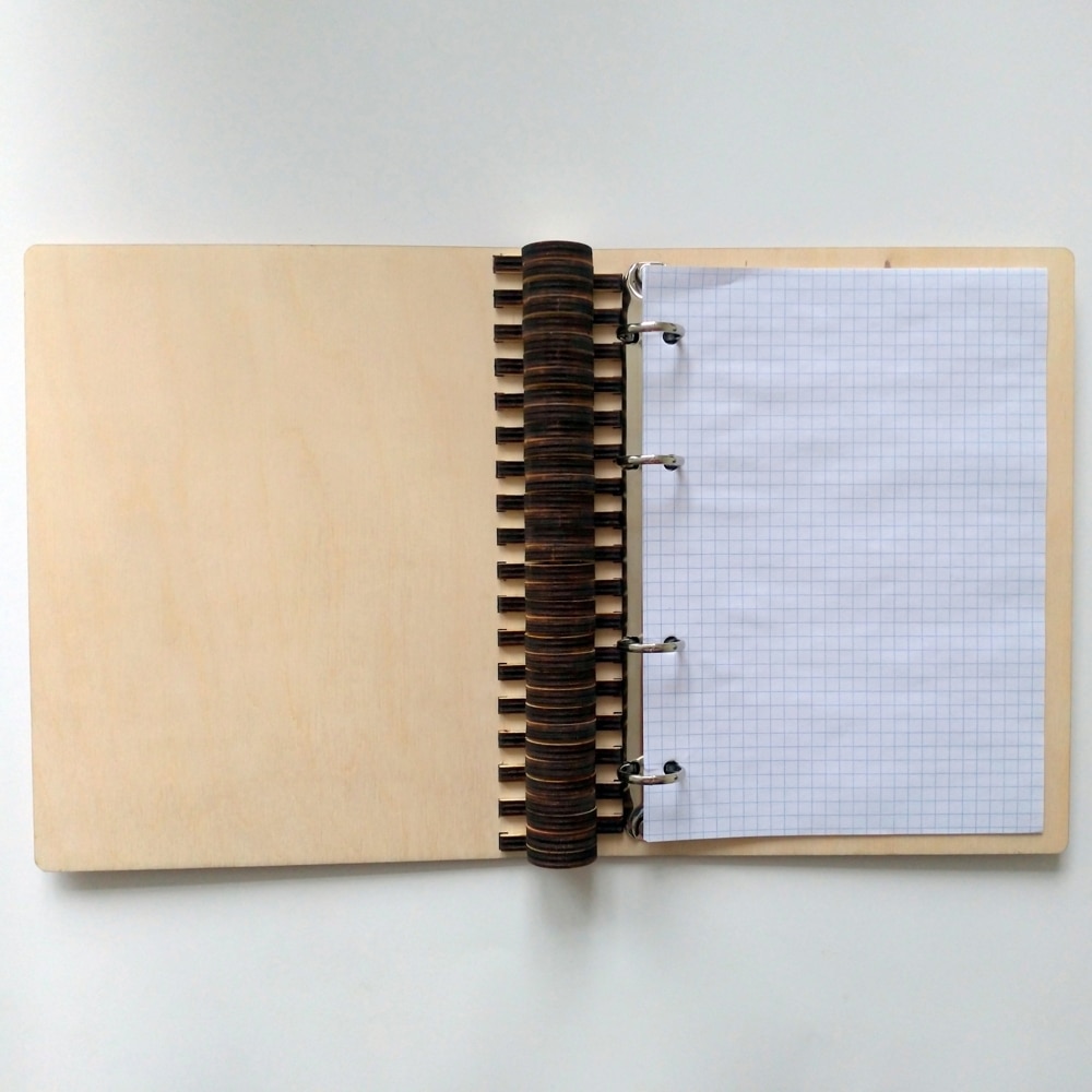 Laser Cut Wooden Notebook With Ring Mechanism Ring Binder A5 CDR File - Dezin