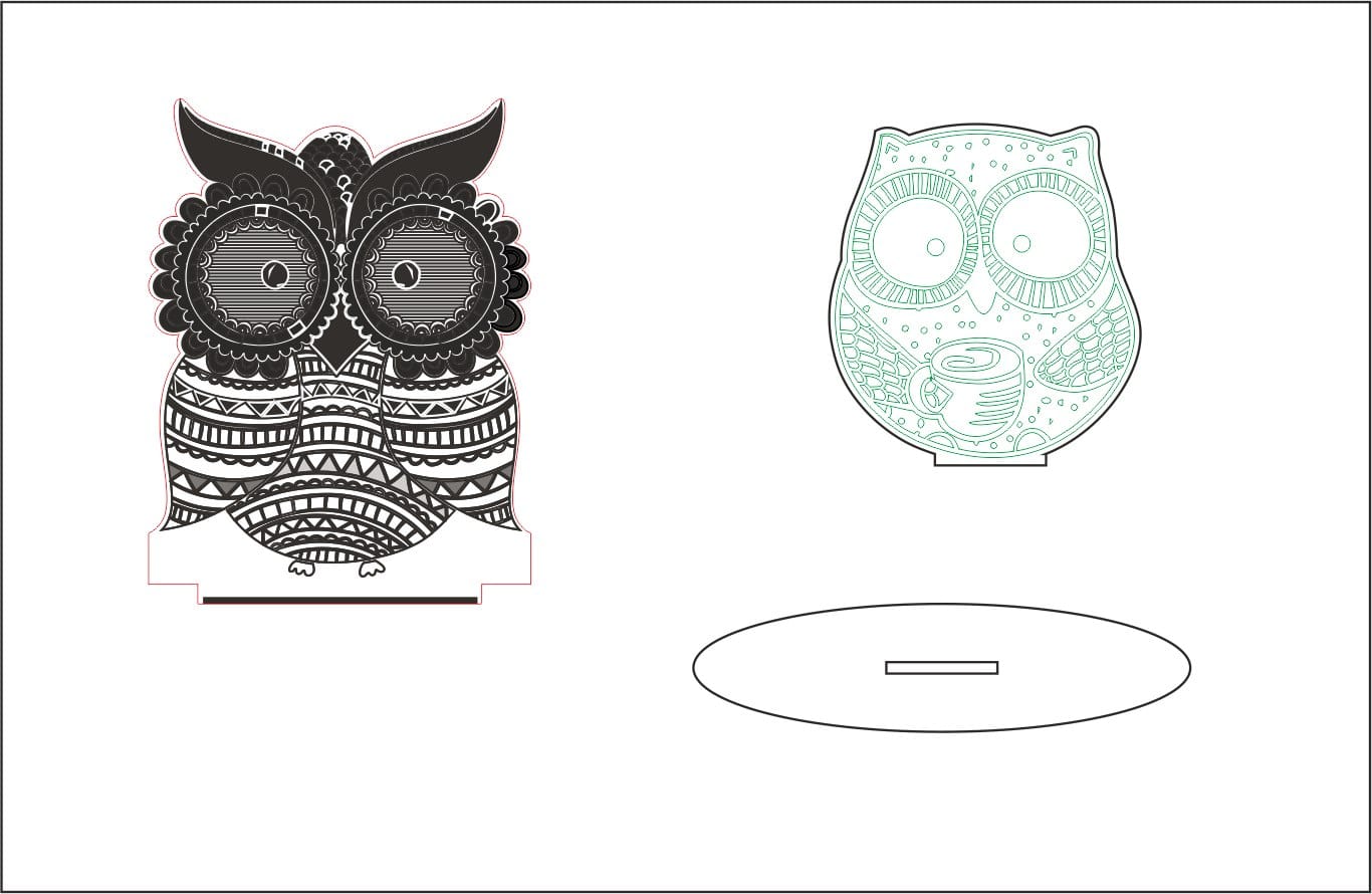 Sleepy eyed Owl Night Light template - Dezin