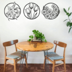 3 Flower Metal Wall Decor Set ,Metal Wall Art Set, Flower Wall Decor - Dezin
