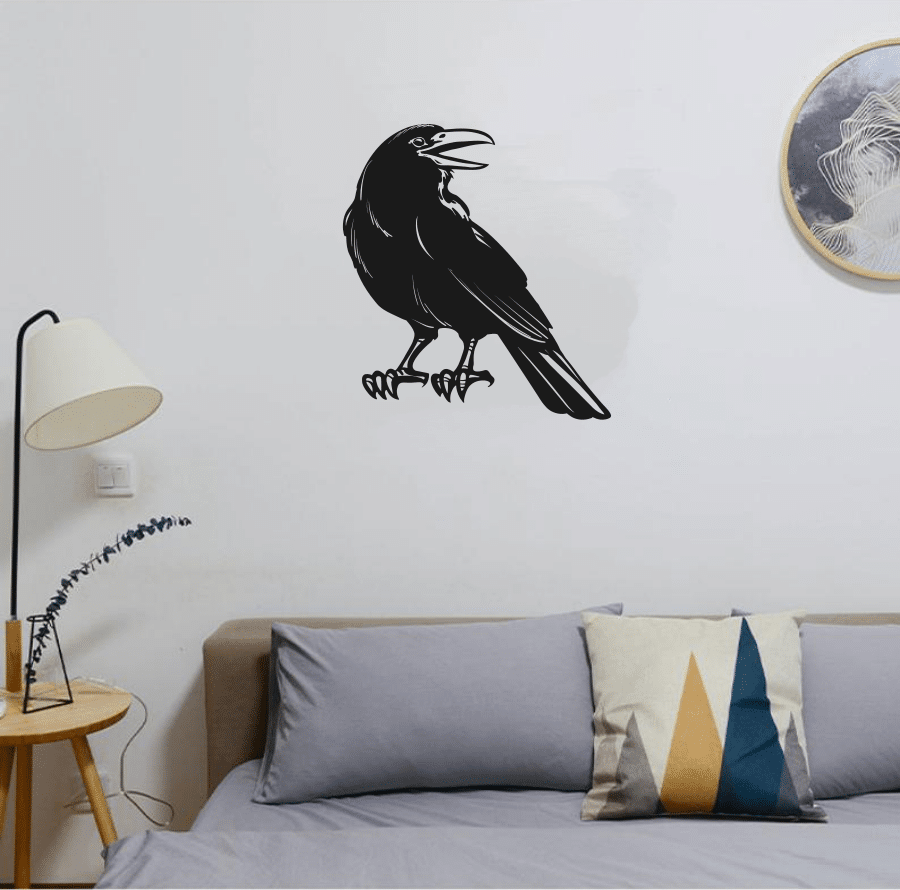 Crow Raven Metal Bird Wall Art Decor - Dezin.info