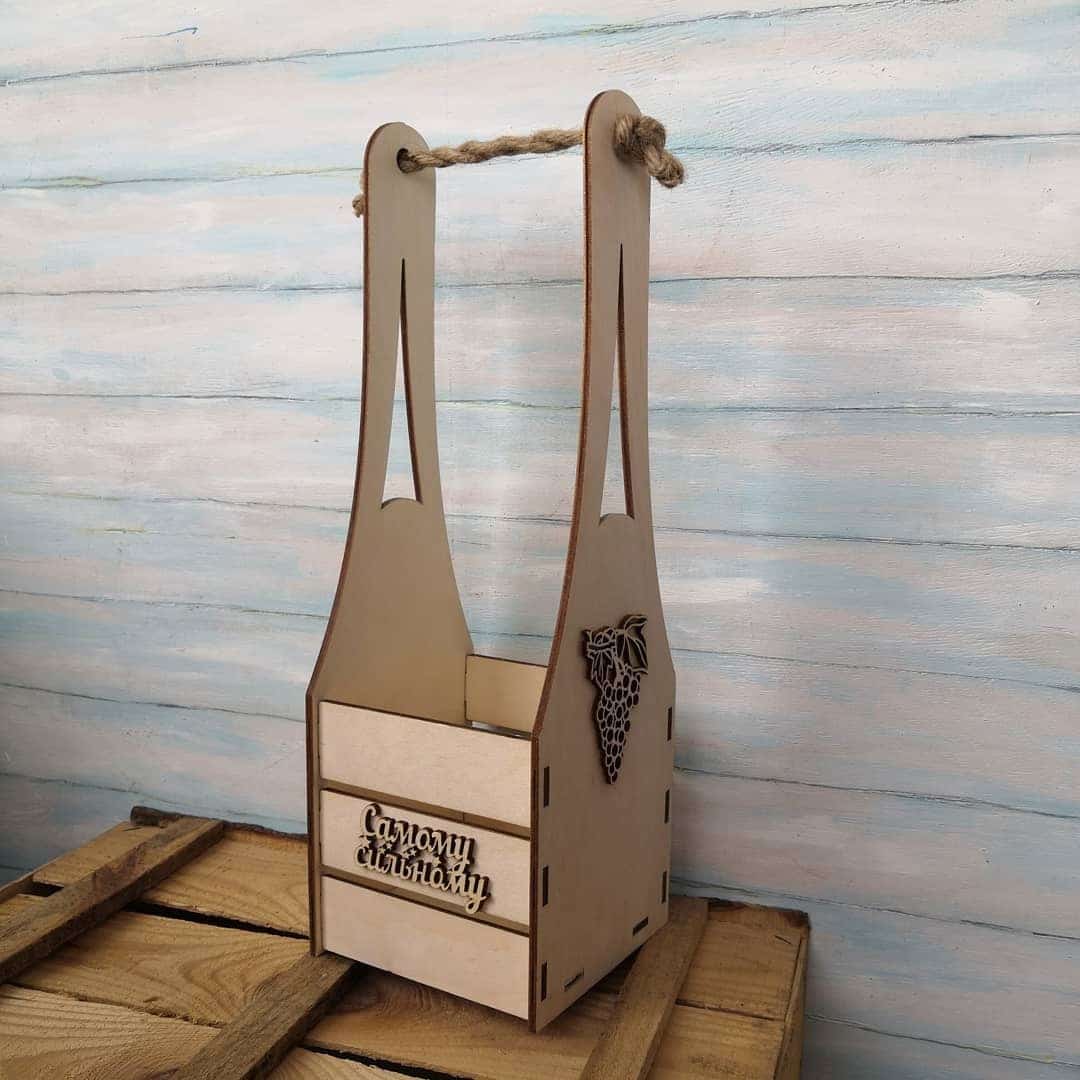 Laser Cut Wine Bottle Caddy CDR File - Dezin