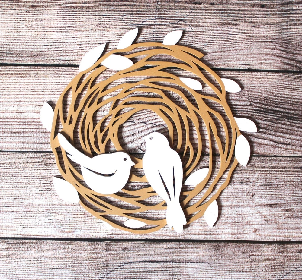 Laser Cut Wooden Bird Nest Wall Decor CDR File - Dezin