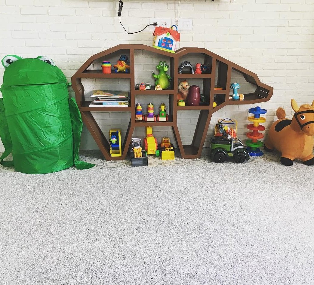 Laser Cut shelf in the shape of a bear for books and toys
