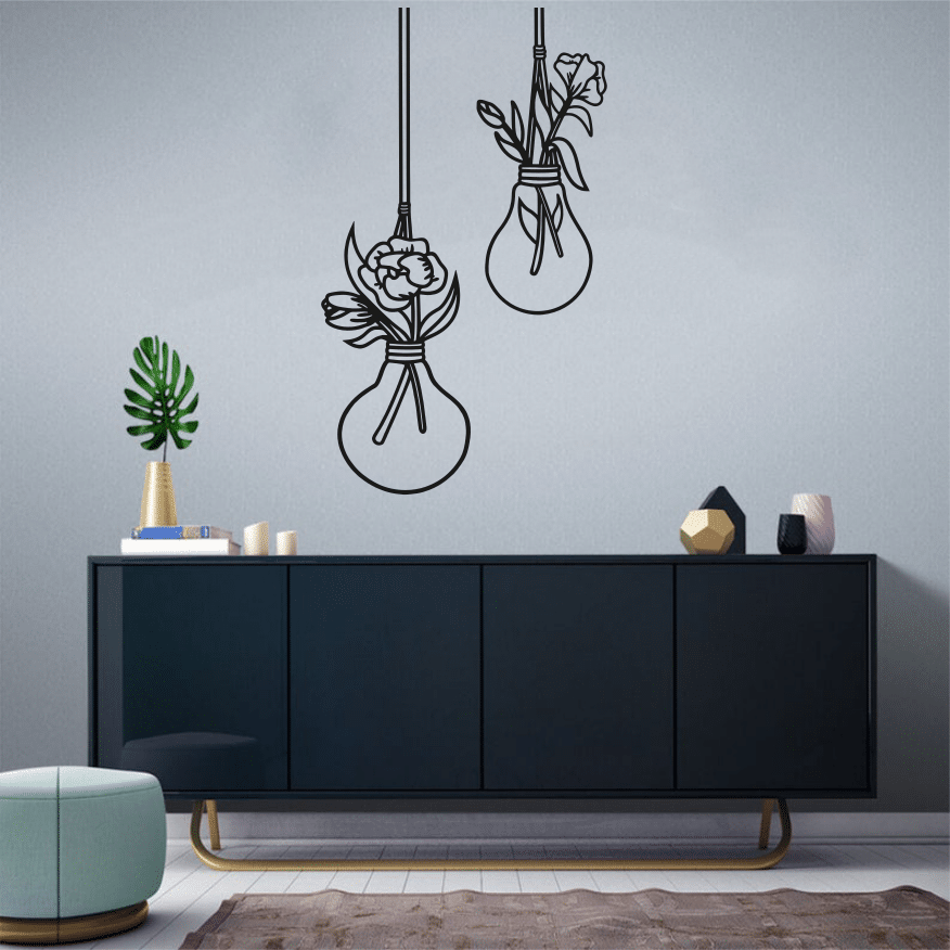 Light bulb metal wall art