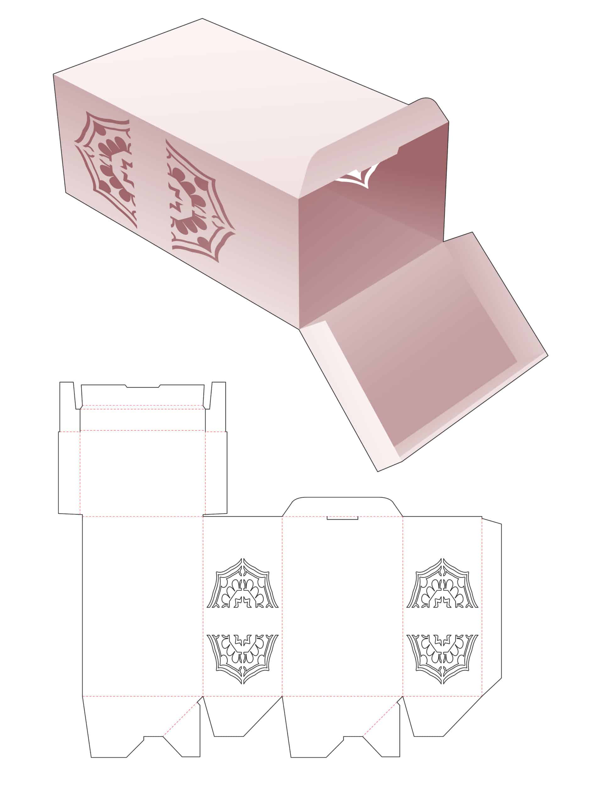 Locked_point_packaging_box_with_mandala_stencil_die_cut_template - Dezin