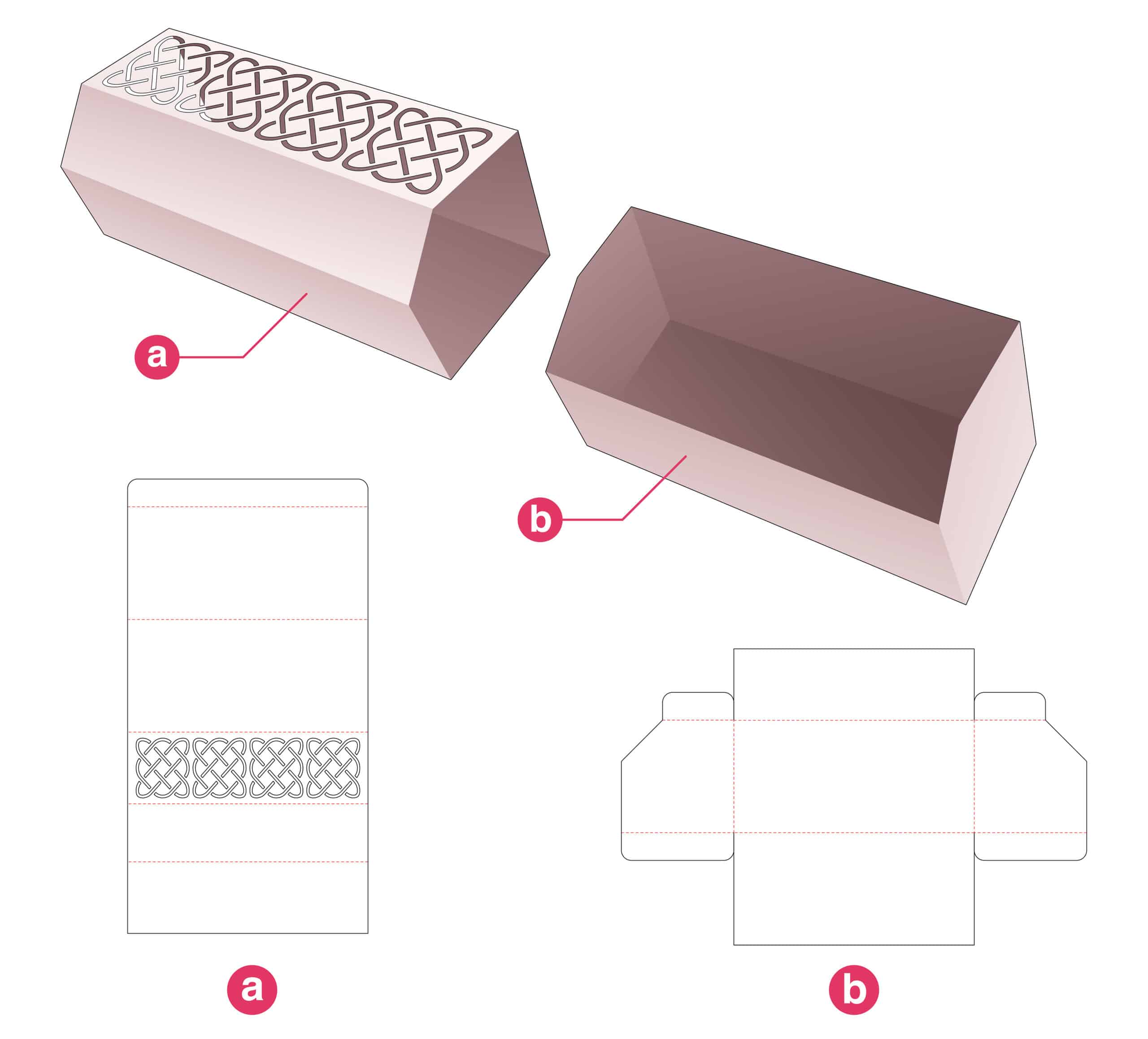 Long_chamfered_tray_with_cover_which_has_stenciled_pattern_die_cut_template - Dezin