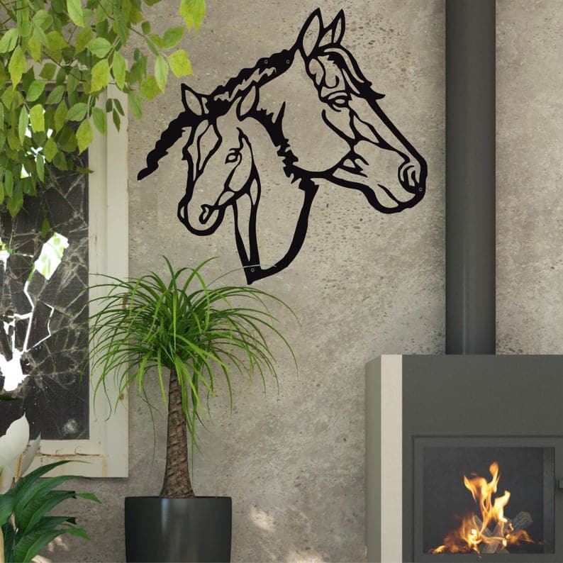 Metal Wall Art, Metal Horse Head Art, Farmhouse Decor, Horse Head Sign - Dezin