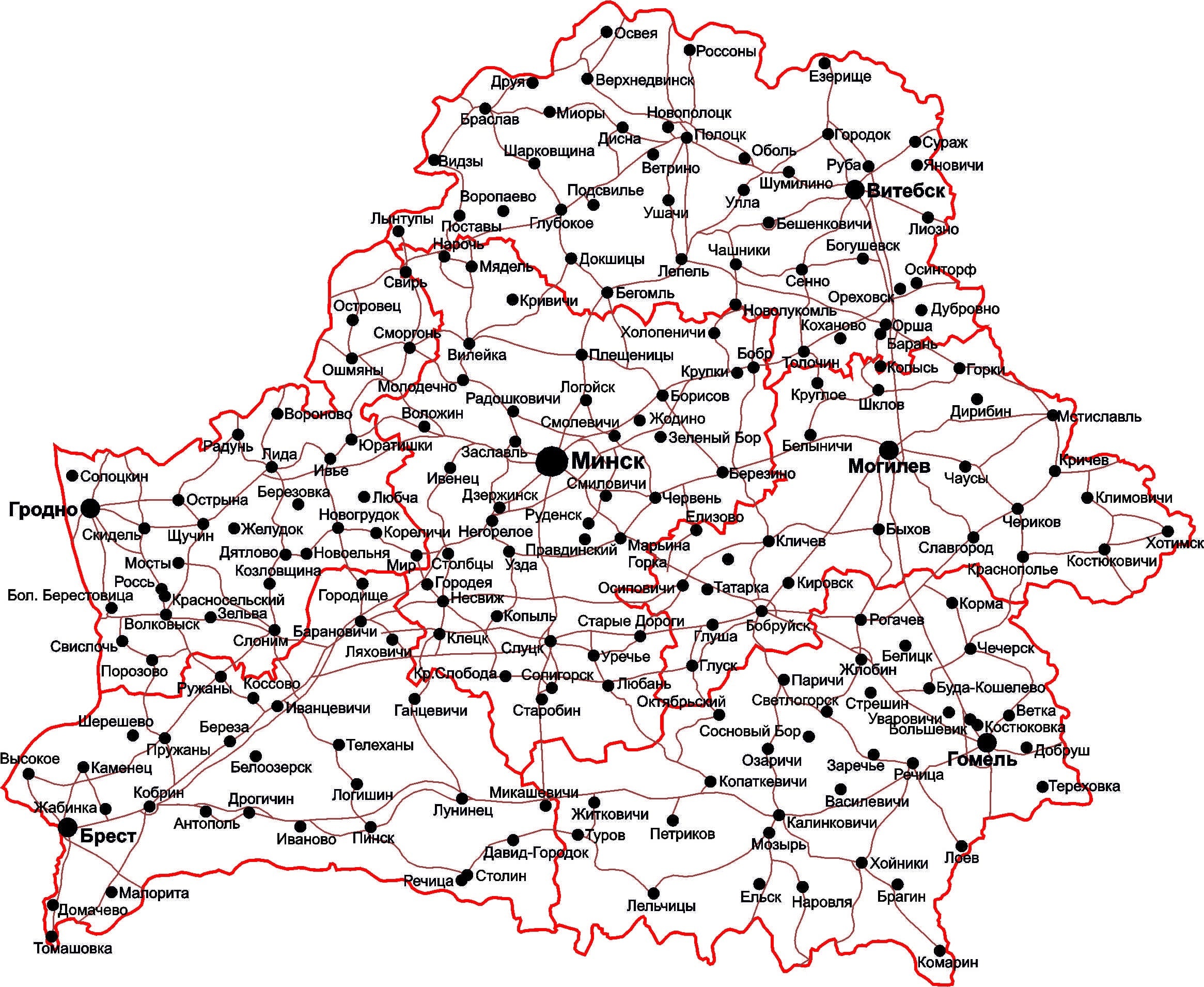 map of Belarus (road) for laser cutting - Dezin