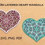 3d Layered Heart Mandala - 3d SVG Cut File - Dezin