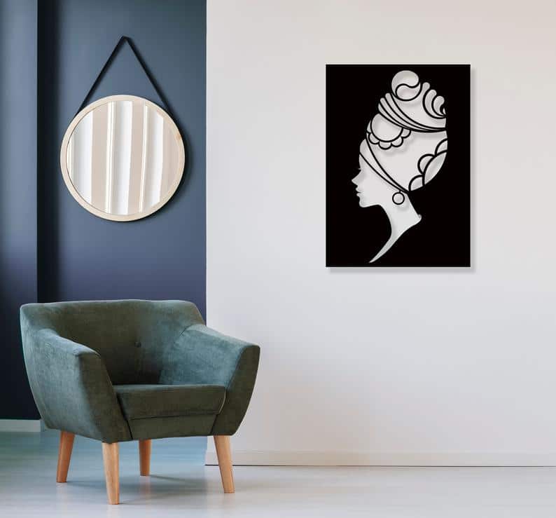 Afro American Woman Silhouette Metal Wall Decor Free Vector - Dezin