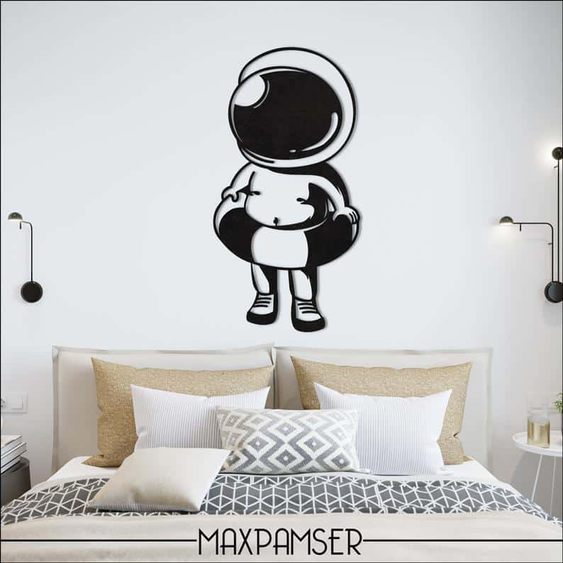 Baby Astronaut Metal Wall Art Decoration Free Vector - Dezin