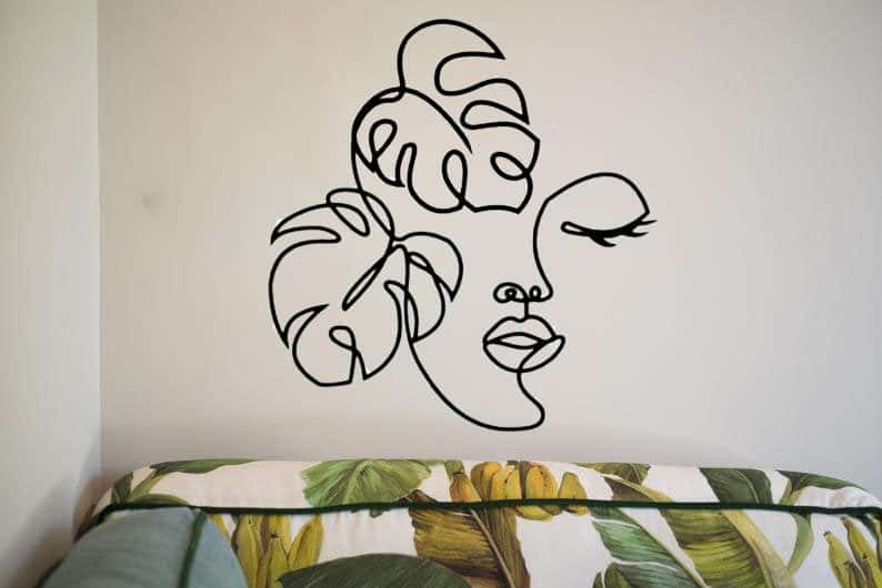 Botanical One Line Drawing Face Metal Wall Art, Wire Art - Dezin