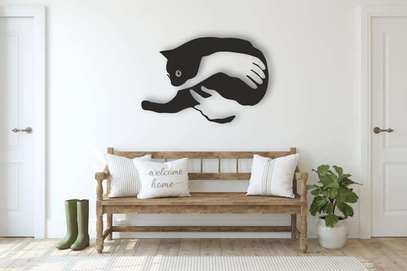 Cat Design Laser Cut Svg Dxf Files Wall Sticker Engraving Decal Silhouette - Dezin