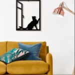 Cat Metal Wall Art, Decorative Laser Cut Metal Wall Hangings - Dezin