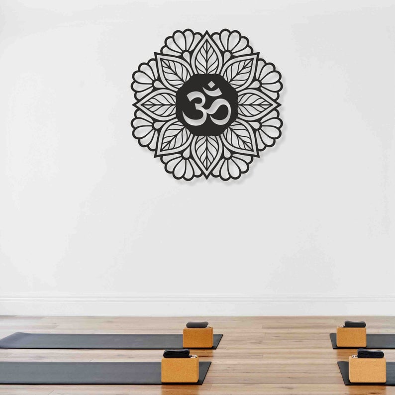 Custom Om Mandala Metal Wall Sign, Metal Om Mandala Wall Sign - Dezin