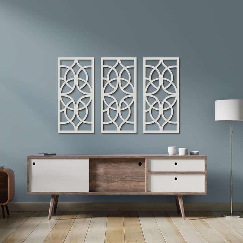 Decorative Triptych, 3 pcs Set, Living room decor, Wooden Decor - Dezin