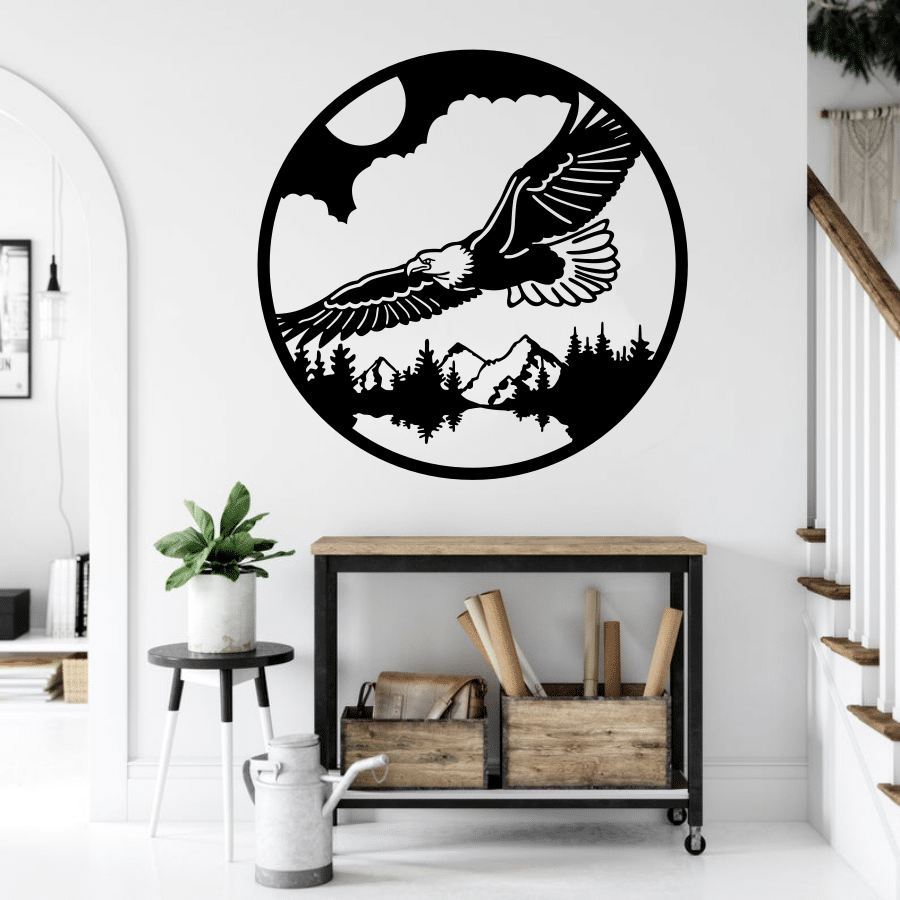 Eagle Circle Metal Wall Art, Metal Wall Decor - Dezin
